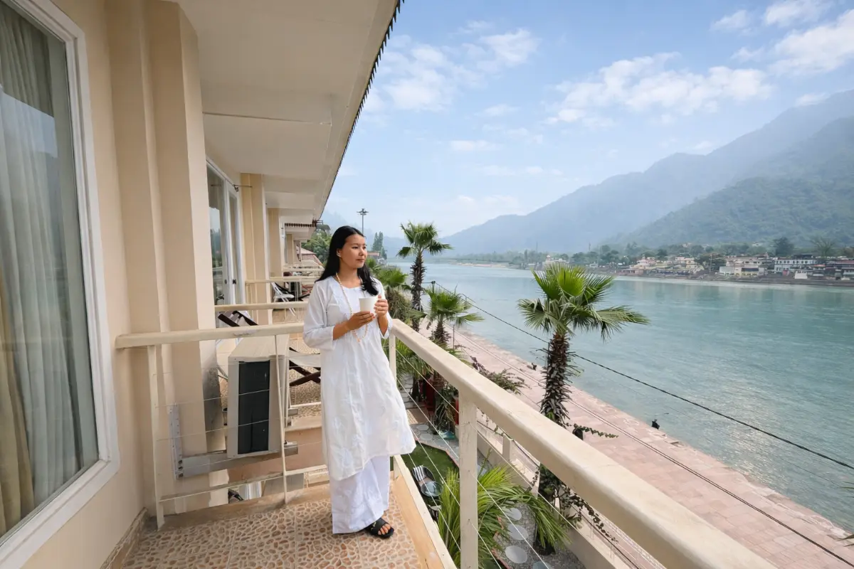 Premium Ganga View Room at Yog Niketan in Rishikesh India