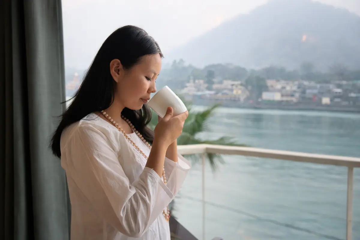 Premium Ganga View Room at Yog Niketan in Rishikesh India